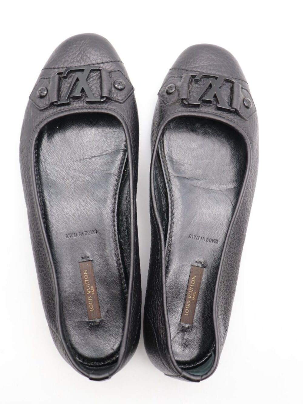 Louis Vuitton Ballets Black Leather Flats Women's Size EU 38 Slip on Shoes - Picture 8 of 10